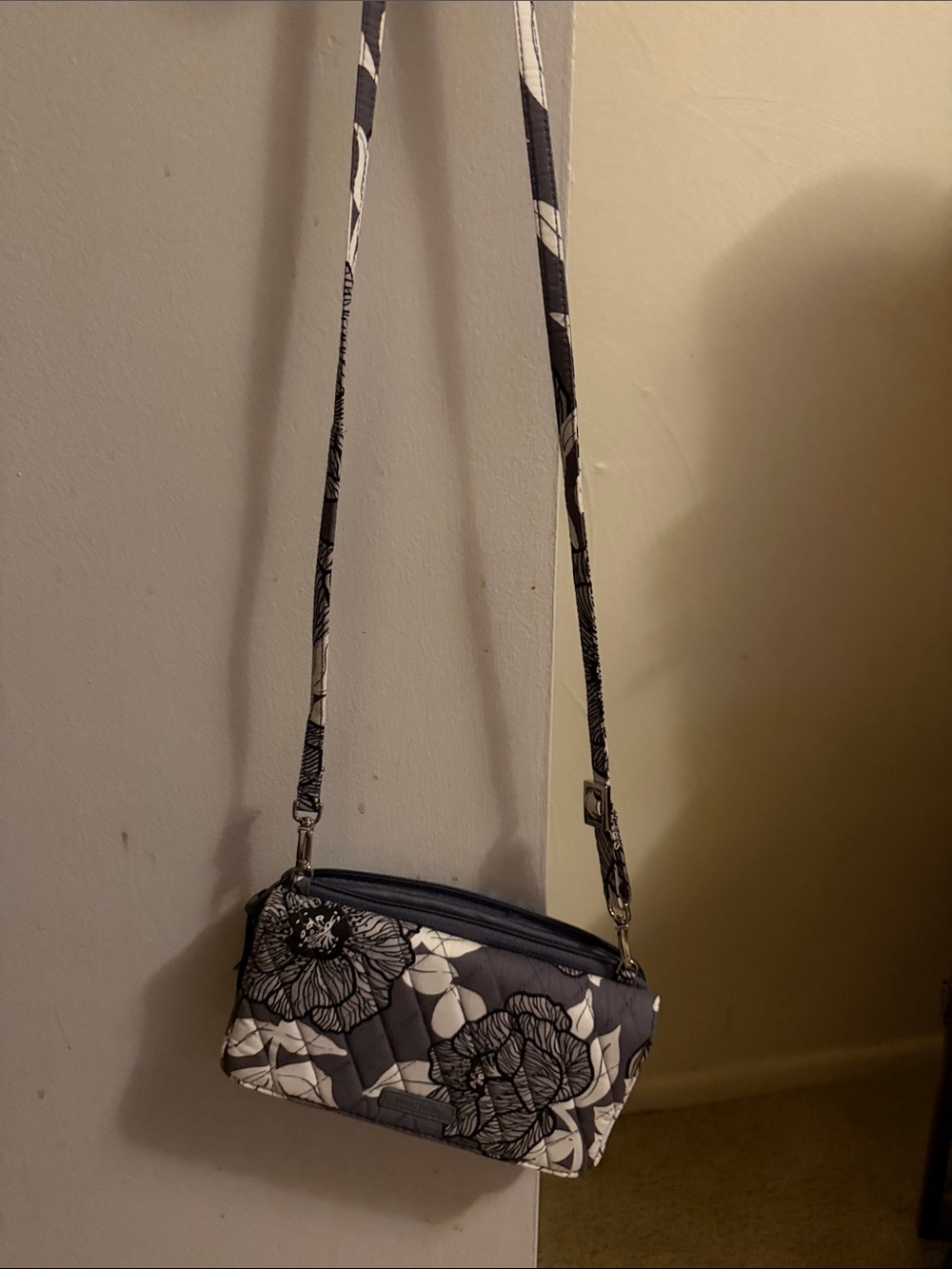Vera Bradley Black & White Quilted Floral Crossbody